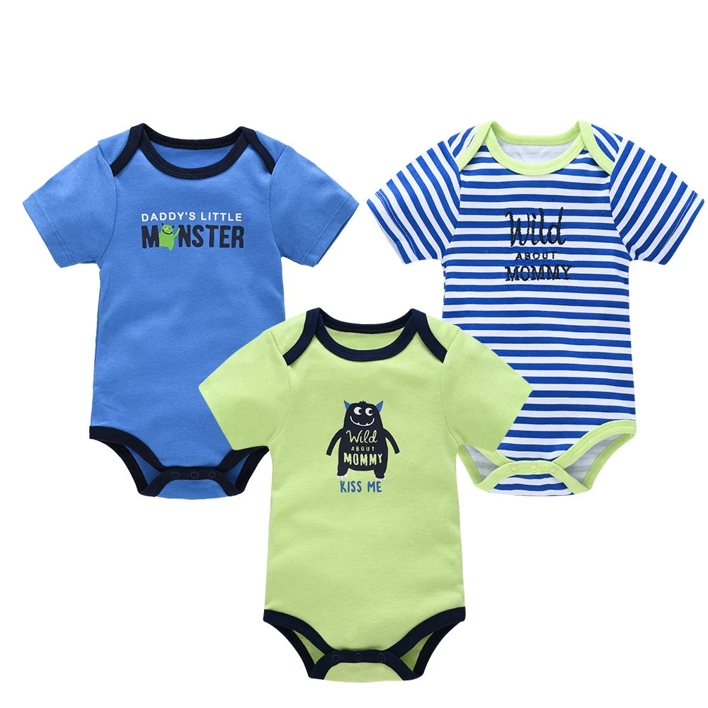 Kavkas 3 6 Pcs/lot Baby Boy Bodysuit Short Sleeve Cotton Newborn Clothes Cartoon Print Summer Toddler Overalls