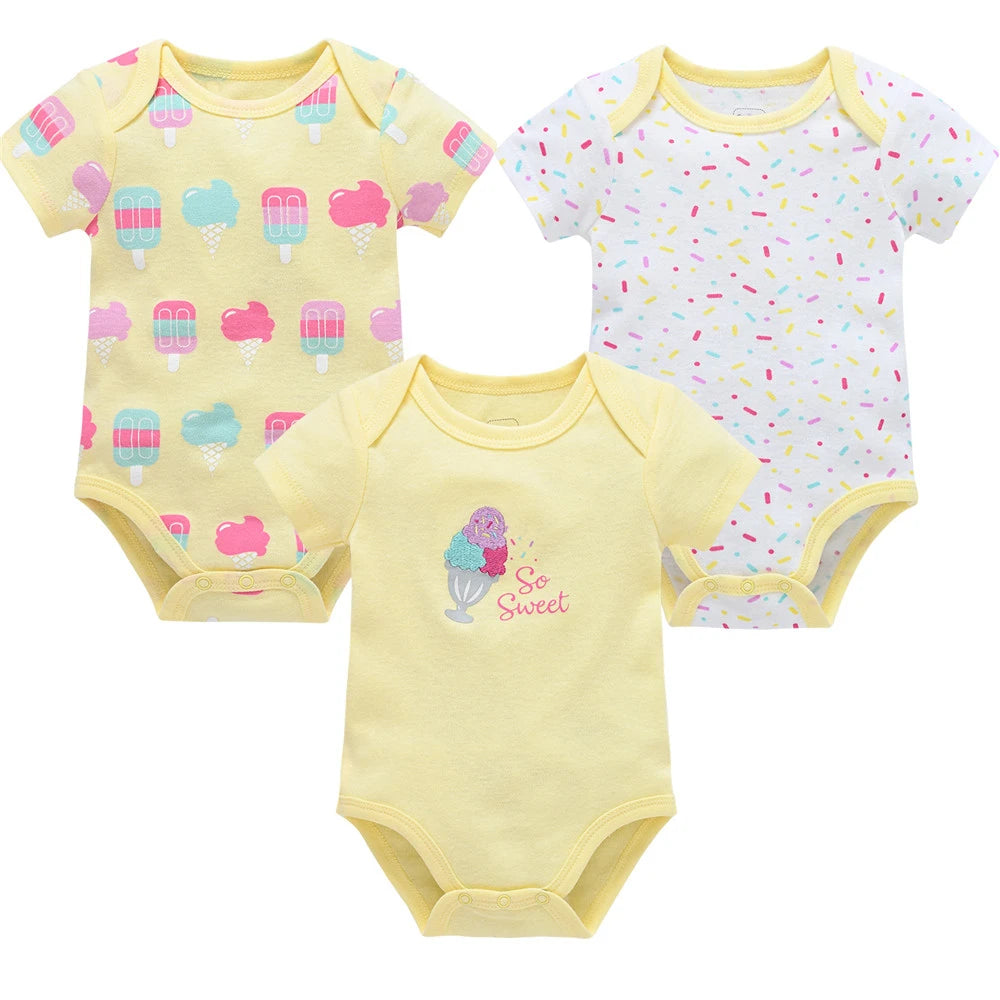 Kavkas 3 6 Pcs/lot Baby Boy Bodysuit Short Sleeve Cotton Newborn Clothes Cartoon Print Summer Toddler Overalls
