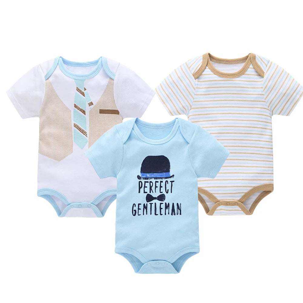Kavkas 3 6 Pcs/lot Baby Boy Bodysuit Short Sleeve Cotton Newborn Clothes Cartoon Print Summer Toddler Overalls