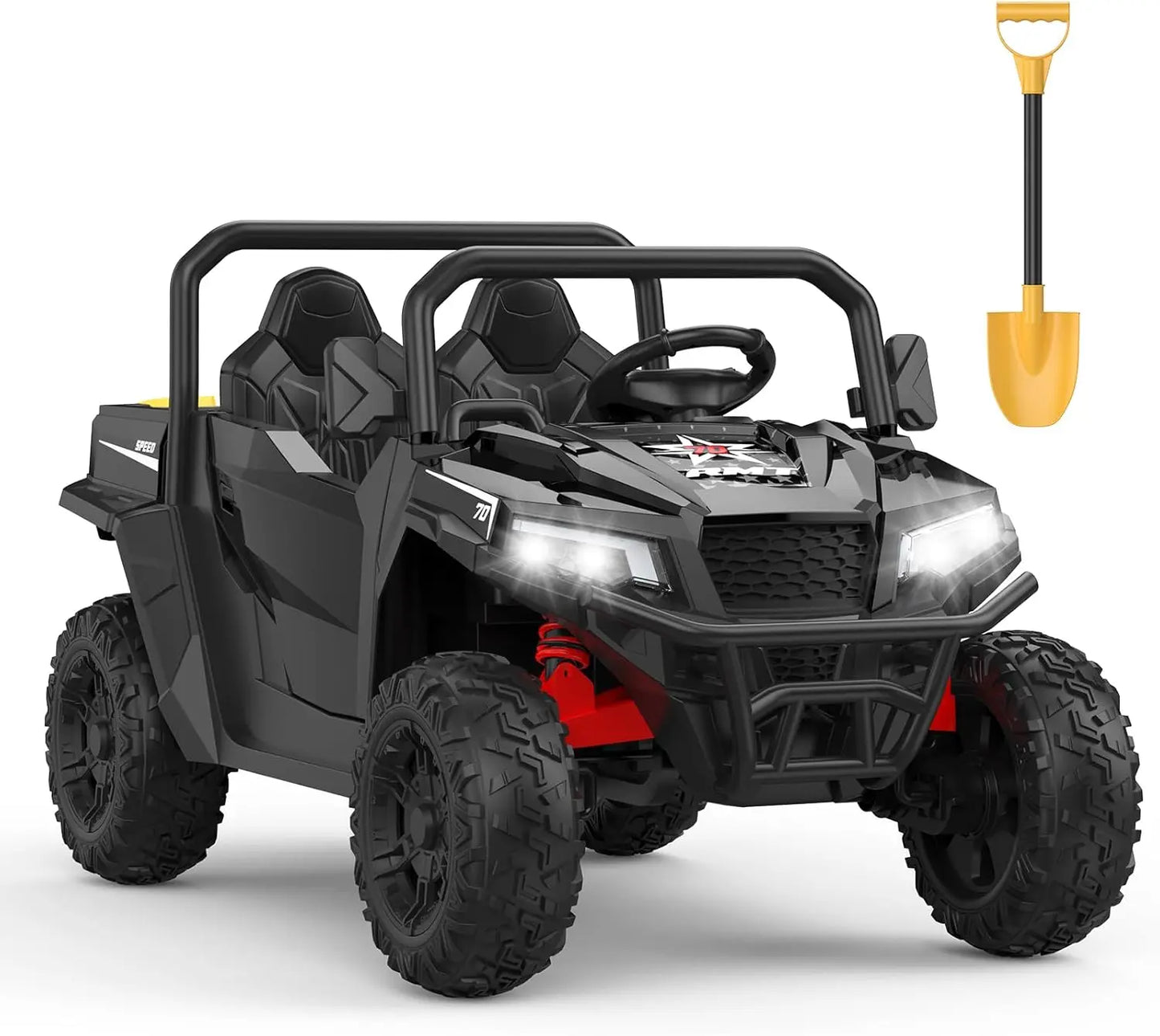 24V 4WD Ride On Dump Truck with Remote Control 2 Seater Electric Toy Car Bluetooth LED Lights Birthday Gift for Kids Ages 3+