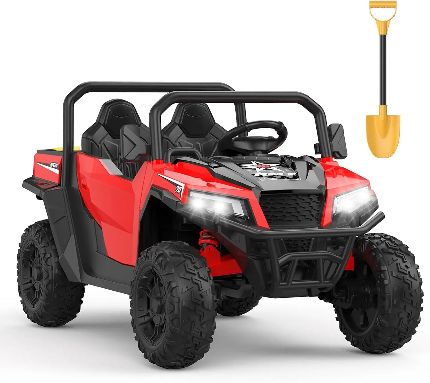 24V 4WD Ride On Dump Truck with Remote Control 2 Seater Electric Toy Car Bluetooth LED Lights Birthday Gift for Kids Ages 3+