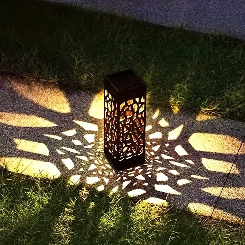6PCS Solar Powered LED Garden Stake Lights Decorative Hollow-Out Lawn Lamps, Waterproof Outdoor Landscape Lighting 400mah