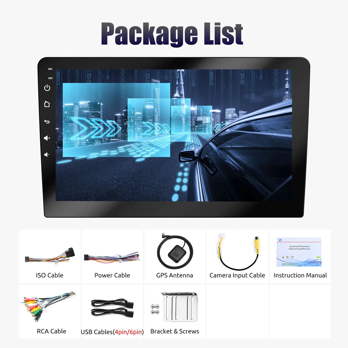 7"/9"/10“ 2 DIN Android 15 4+64G Car Stereo Multimedia Player Universal Carplay Android Auto GPS Navigation FM Radio Touchscreen