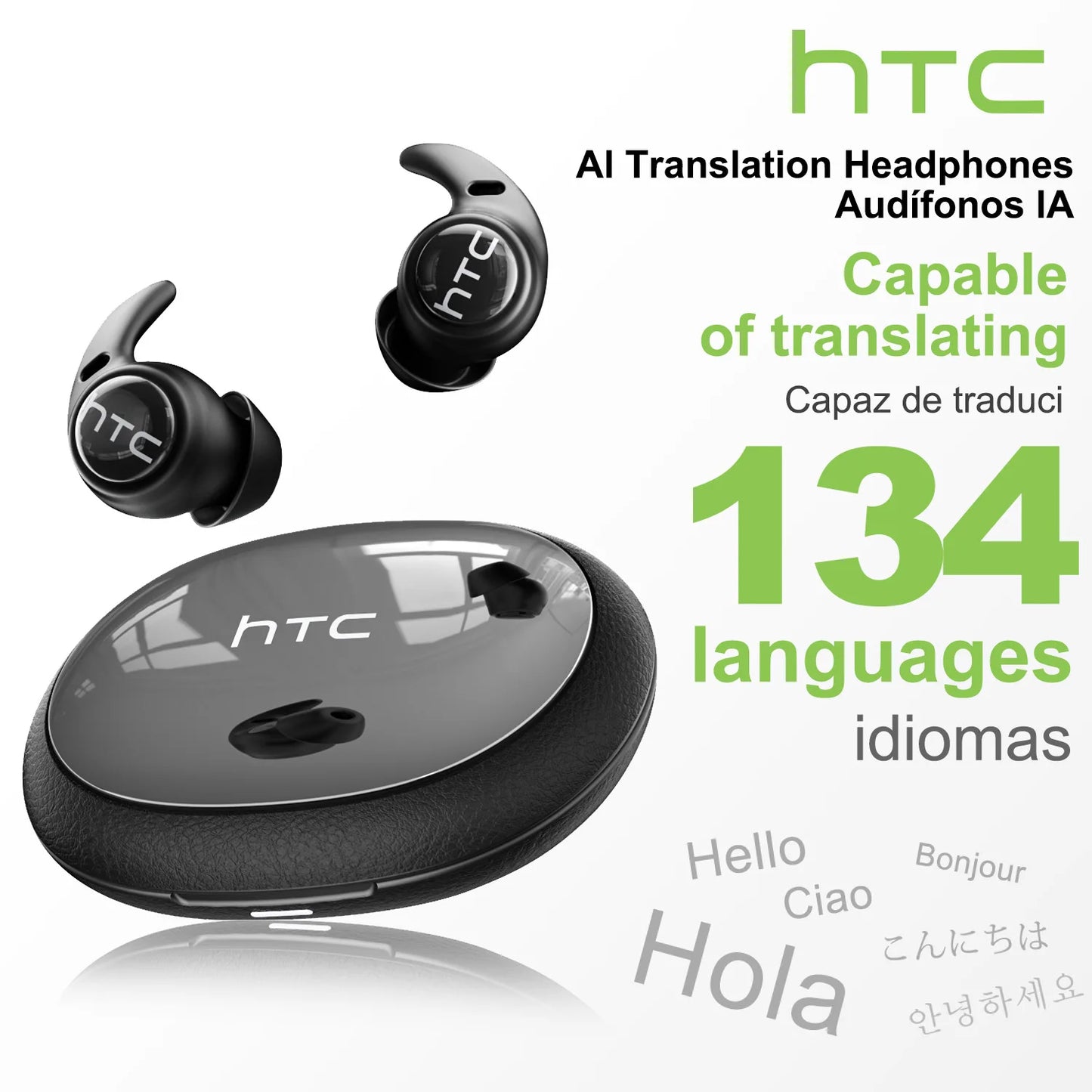 HTC NE76 Bluetooth Earphones, AI Translator Earbuds Mini Invisible Sleep Earbuds Soft Wireless Headphones Orange