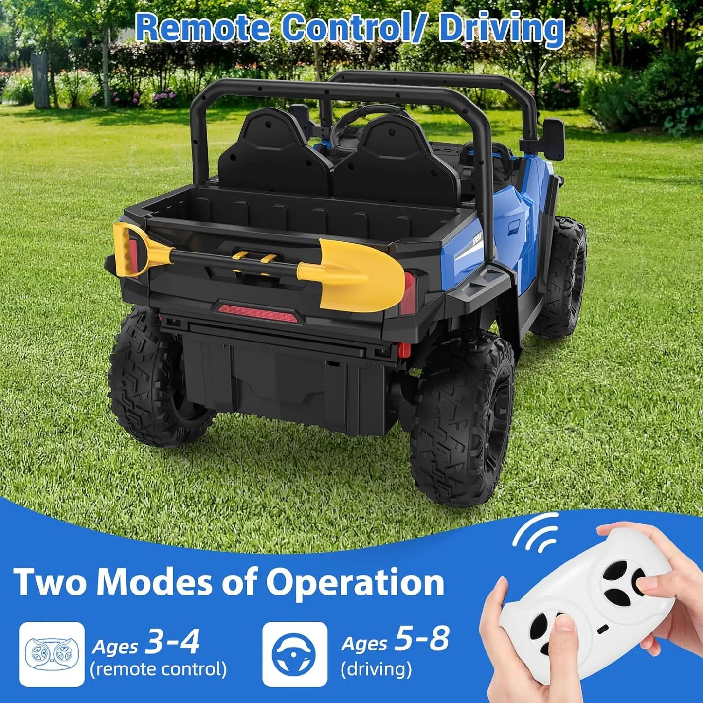24V 4WD Ride On Dump Truck with Remote Control 2 Seater Electric Toy Car Bluetooth LED Lights Birthday Gift for Kids Ages 3+