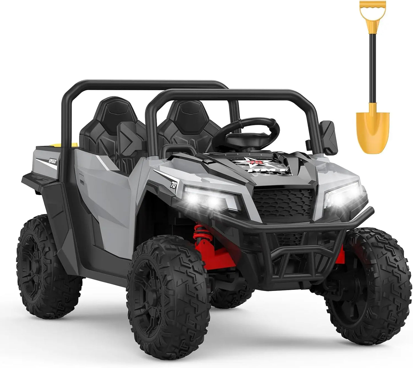 24V 4WD Ride On Dump Truck with Remote Control 2 Seater Electric Toy Car Bluetooth LED Lights Birthday Gift for Kids Ages 3+