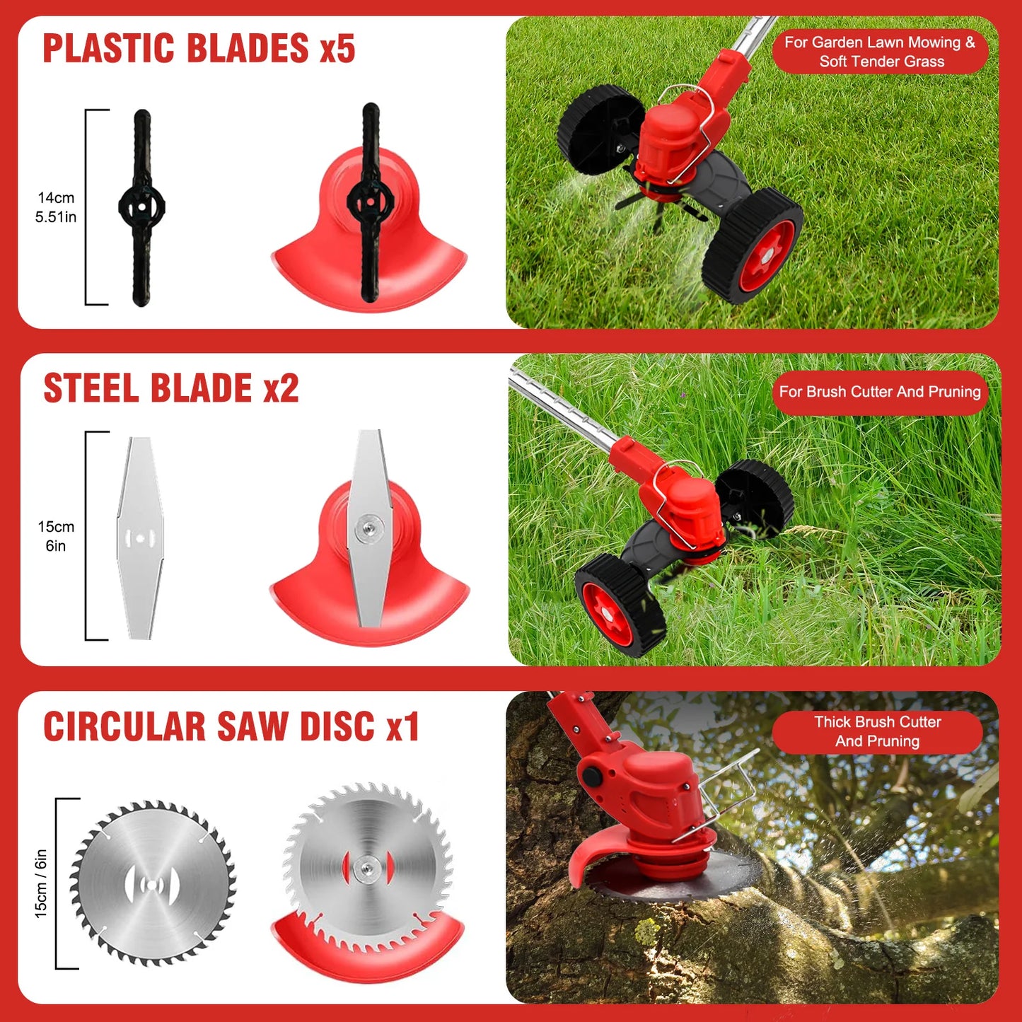 21V Cordless Weed Wacker Electric Grass Trimmer 3-in-1 Brush with Wheels 24V Lithium-ion Edger and Trimmer for Lawn and Garden