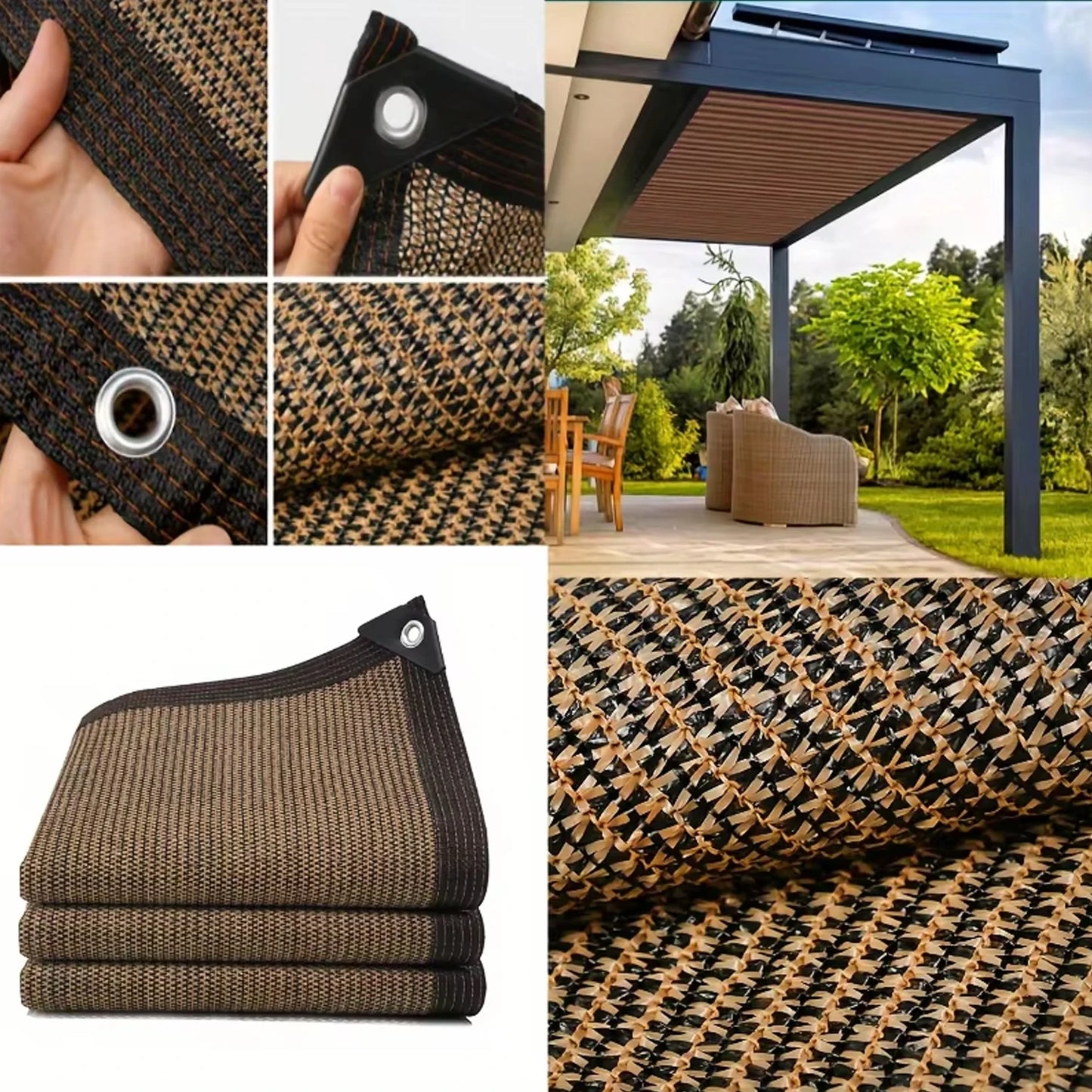 Heavy Duty Shade Cloth  UV Block Sun Shade Net with Grommets for Patio Pergola Garden Backyard Carport Brown