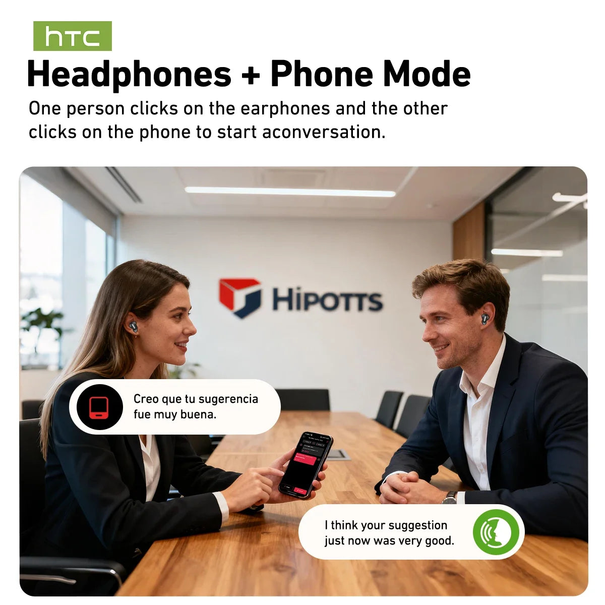 HTC NE76 Bluetooth Earphones, AI Translator Earbuds Mini Invisible Sleep Earbuds Soft Wireless Headphones Orange